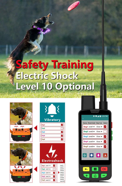 ESEEK Hound Long Distance Smart Pet Collar Tracker Locator Waterproof 4G GPS Tracking Device for Dog(1 Handheld and 5 Collars)