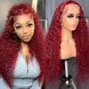 99j Burgundy Red Wine 13x4 Full Frontal Lace Preplucked Colored Human Hair Wig HD Transparent Lace Front Hair Wigs