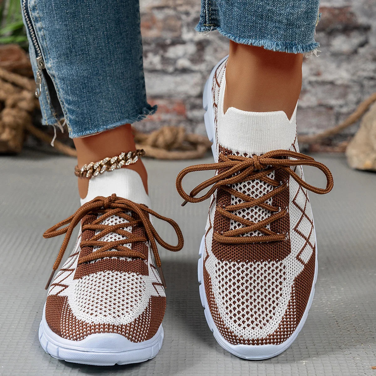2026 NEW KJ Women's Sneakers Breathable Mesh Casual Sports Shoes New Thick Sole Travel Shoes with Cushioning Lightweight