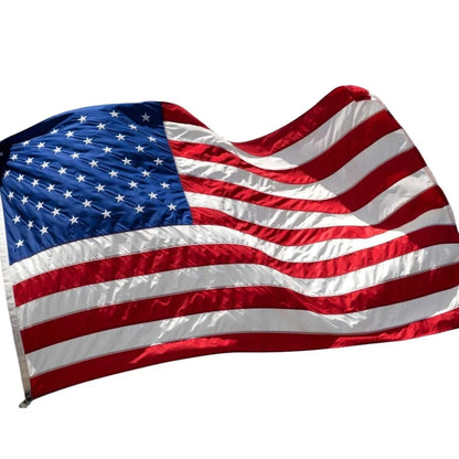 Set of Four American Flags HMS Embroidered Nylon Red White and Blue Display Accessories