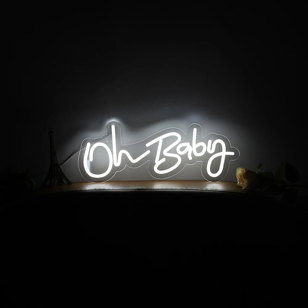 Oh Baby Creative Neon Sign LED Luminous Letter Style Atmosphere Decoration Acrylic