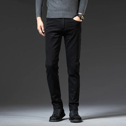 Herren-Jeans 2022 Großhandel Hochwertige Retro-Jeans in Schwarz für Herren, gewaschen, locker geschnitten, mit elastischem Bund