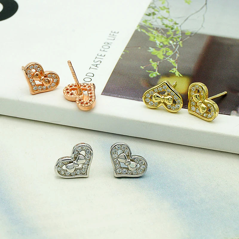 New Jewelry Minimalist Shaped Heart Nimi Small Size Cz Zirconia S925 Silver Stud Earrings for Kids