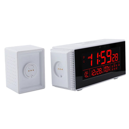 Multifunctional Digital Desktop Clock Display Day Date Time Week Temperature & Humidity with Snooze & FM Radio Function