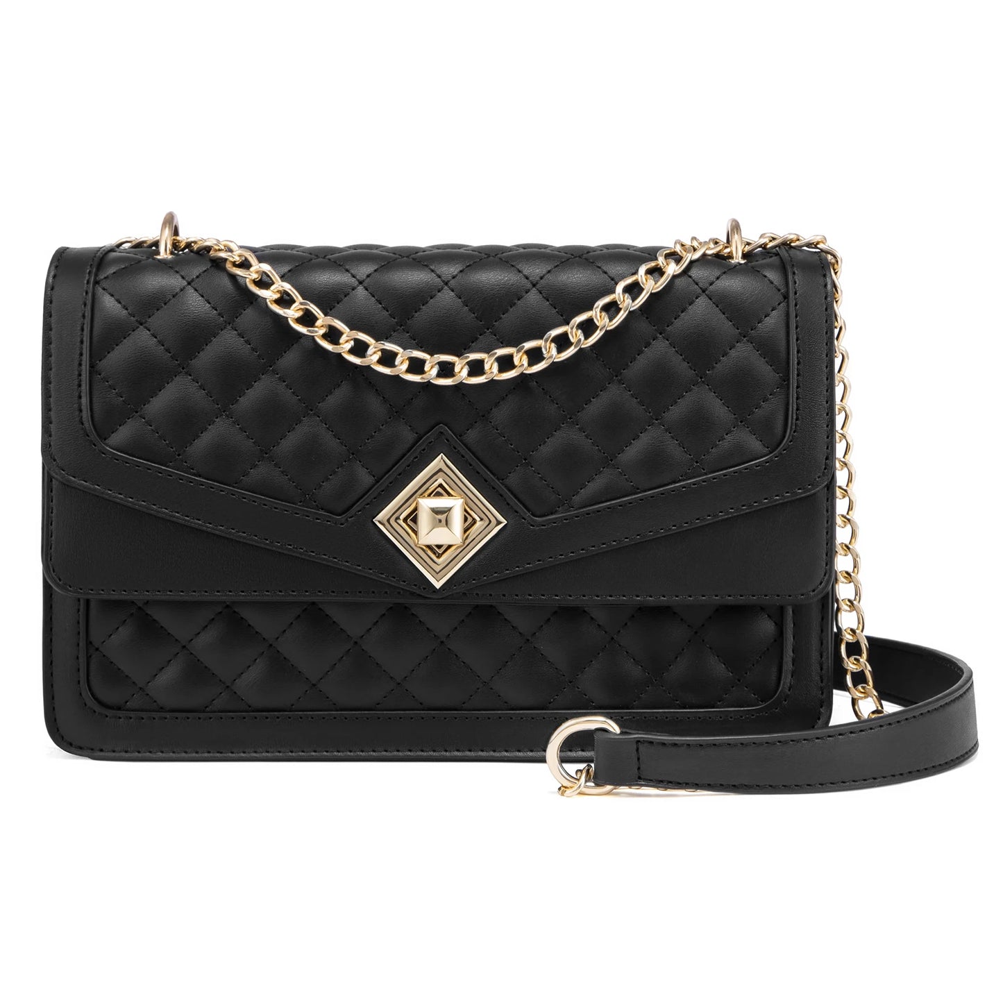 LOVEVOOK 2023 Leather Quilted Sling Shoulder Bag With Chain Trendy Clutch Ladies Evening Purse Luxury Crossbody Bags for Women