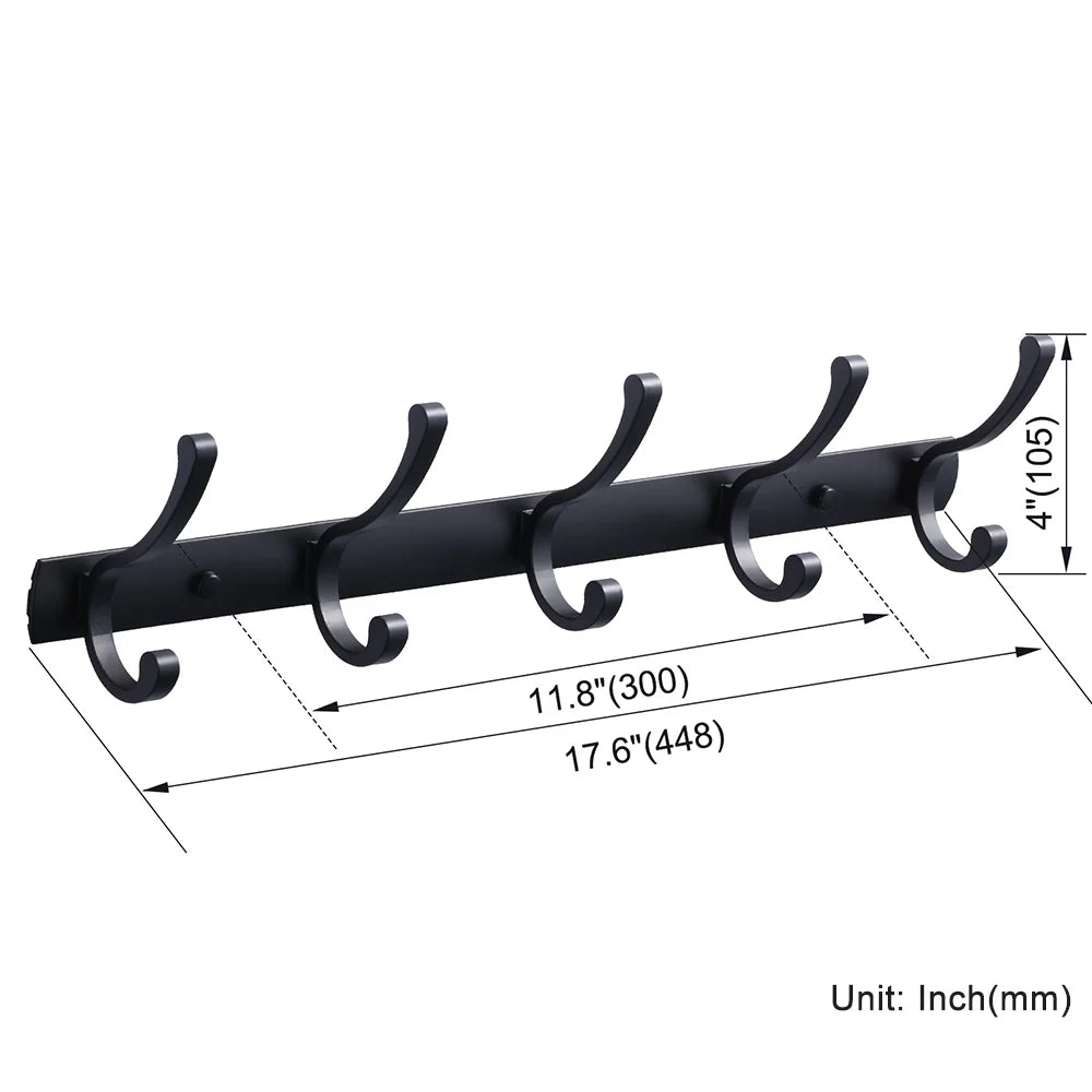 Home Storage Hooks Wall Hooks & Coat Racks Wall Mounted,Mental Black Coat Hanger Wall Mount Towel Hooks for Bathrooms