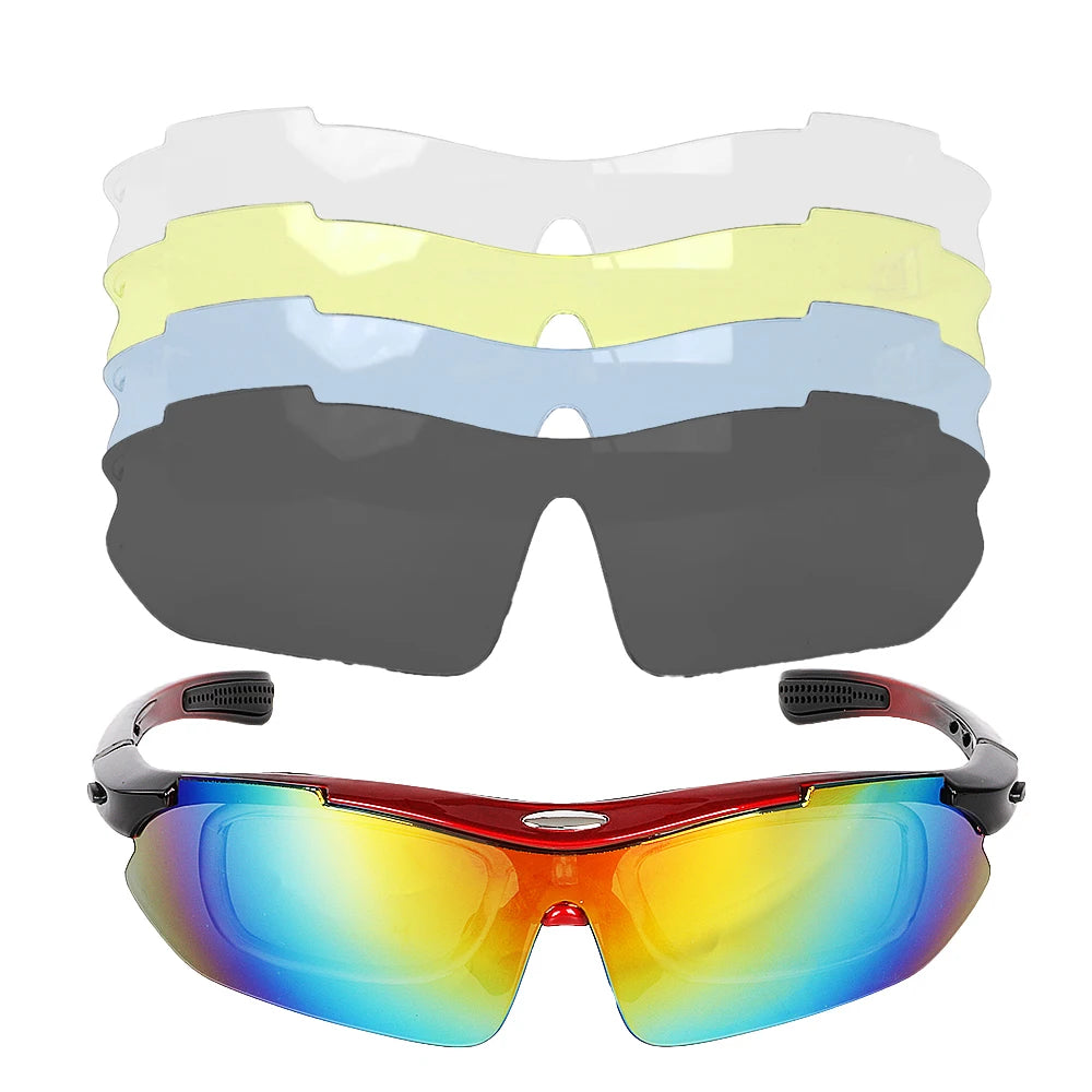 Wholesale Cycling Glasses Polarized Sports Sunglasses with 5/6 Interchangeable Lens for Bike Outdoor Windproof UV400 Protection