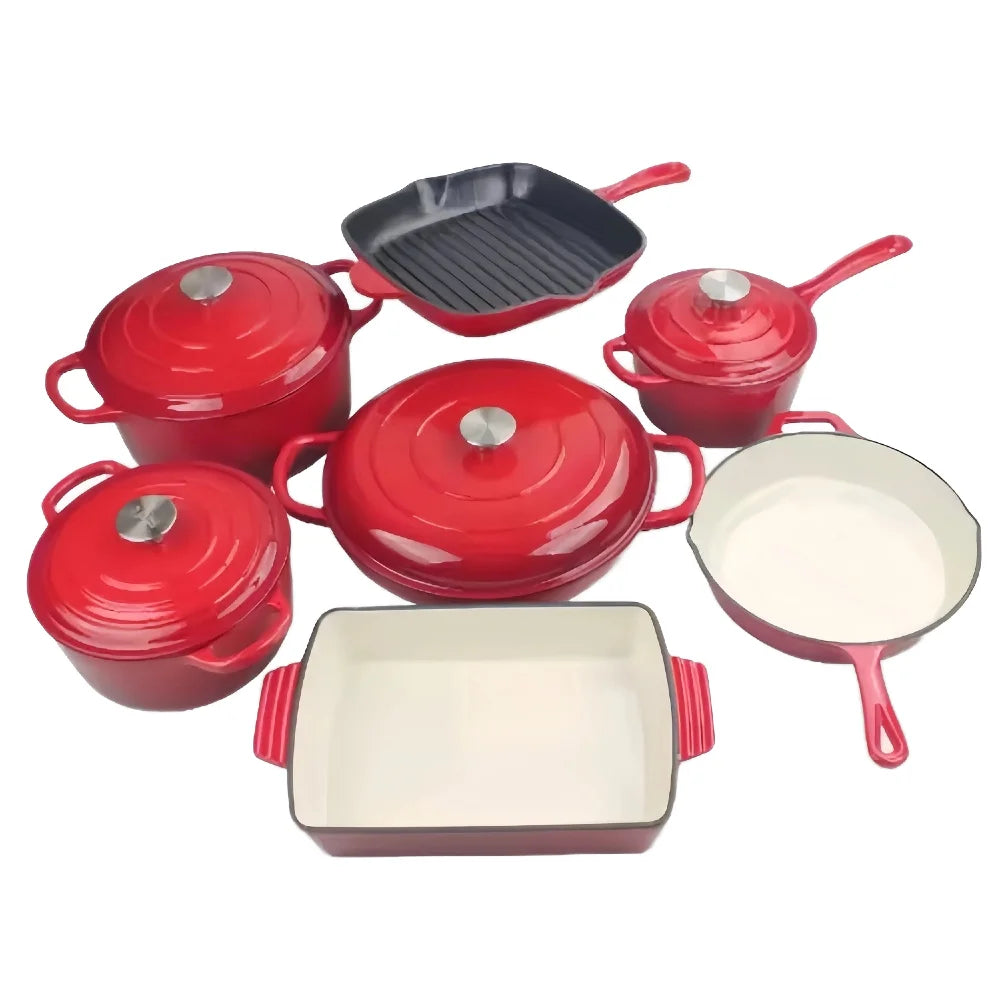 Beyond Classic Design Cast Iron Casserole Dish Enamel Coated Shallow Sea with Durable Metal Construction