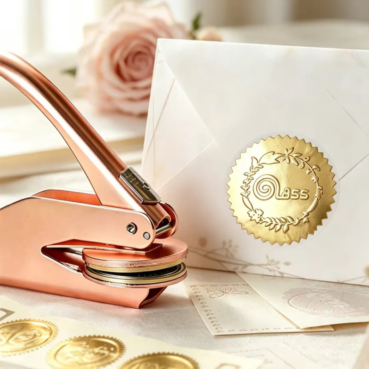 Official Seal Embosser Custom Embosser Stamp Handheld Corporate Seal Wedding Standard Simple Embossing Stamps