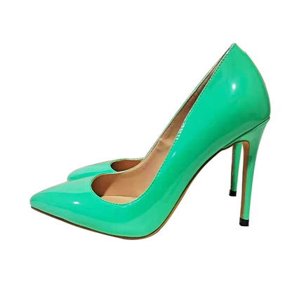 Women PU Style 10cm Classic High Heels Elegant Pointed Toe Stilettos Party Ladies Pumps