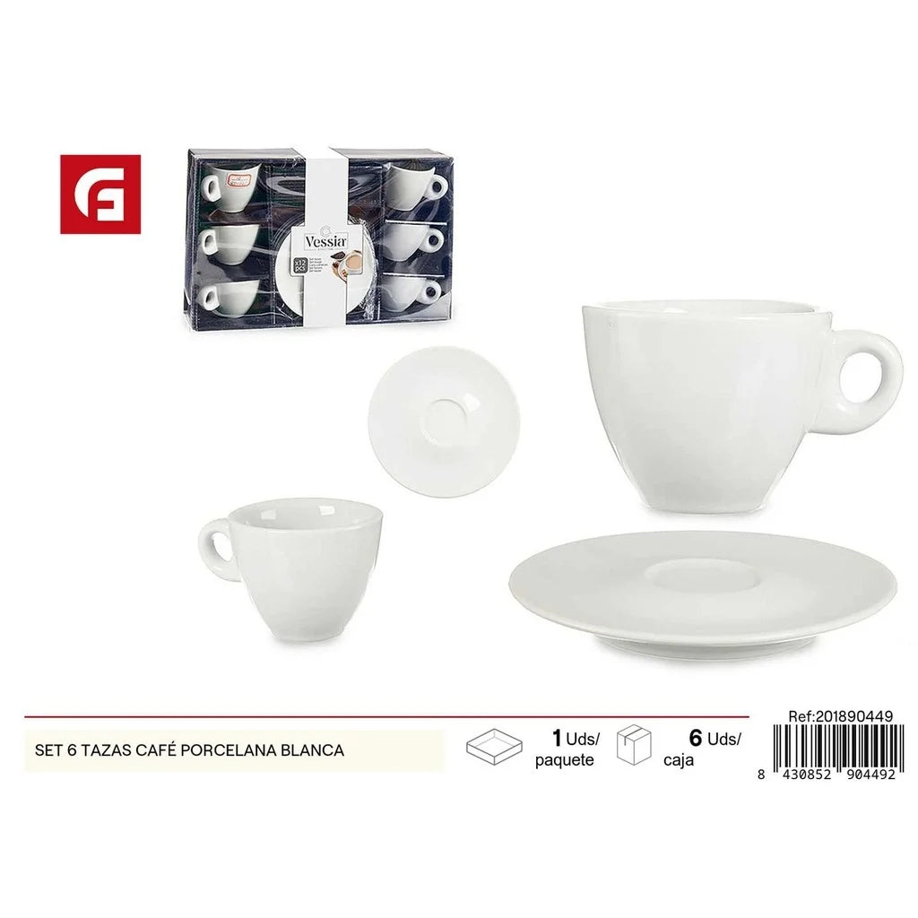 Set of 6 white porcelain coffee cups - Coffee and household goods set