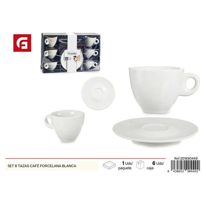 Set of 6 white porcelain coffee cups - Coffee and household goods set