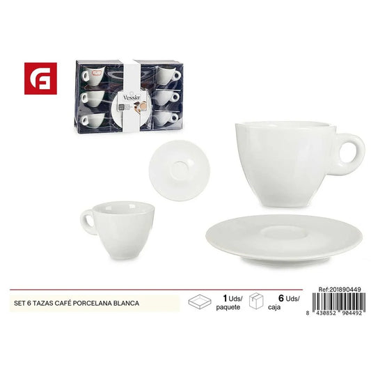 Set of 6 white porcelain coffee cups - Coffee and household goods set