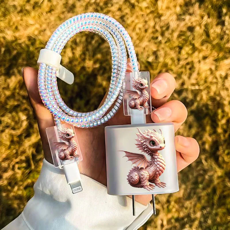 Cute Pet Dog Cat Soft TPU Protector Case for iPhone Phone Holder Stands Companion with Data Cable Charger