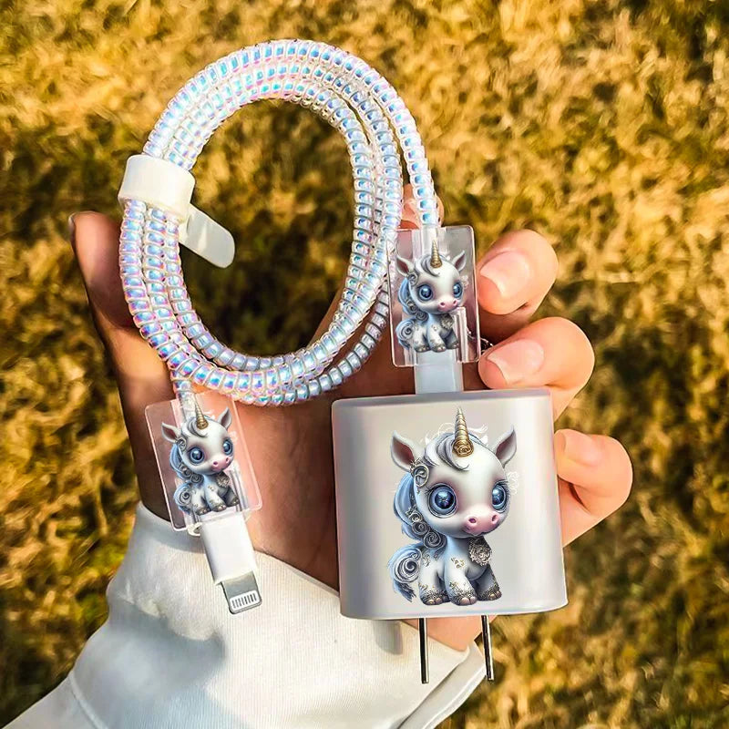 Cute Pet Dog Cat Soft TPU Protector Case for iPhone Phone Holder Stands Companion with Data Cable Charger