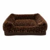 Luxury Leopard Faux Fur Pet Sofa Bed  Removable Washable Cover High Resilience Orthopedic Dog Bed Support Custom Dropshipping