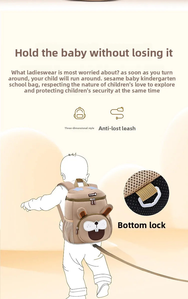 Lightweight Double Shoulder Backpack for Boys Sesame Cartoon Design Kindergarten New Year Gift Mini Diving Material School Bag
