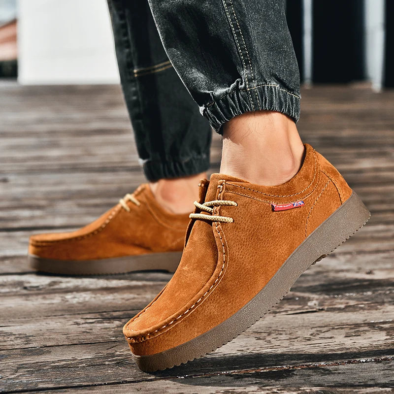 New Styles Wholesale High Quality Loafer Suede Shoes Leather Casual Slip-on Man Boots England Design Low Price Factory Flat