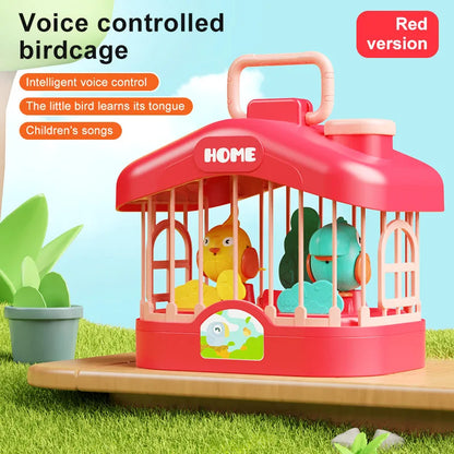 Talking Birdcage Fish Cistern Children Early Education Voice Control Induction Simulation Bird With Light Music Educational Toy