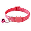 Cute 1.0cm Reflective Stripe Cat Collar with Breakaway Head Plastic Buckle Polyester Small Colored Bell Printed Pet Paws Design