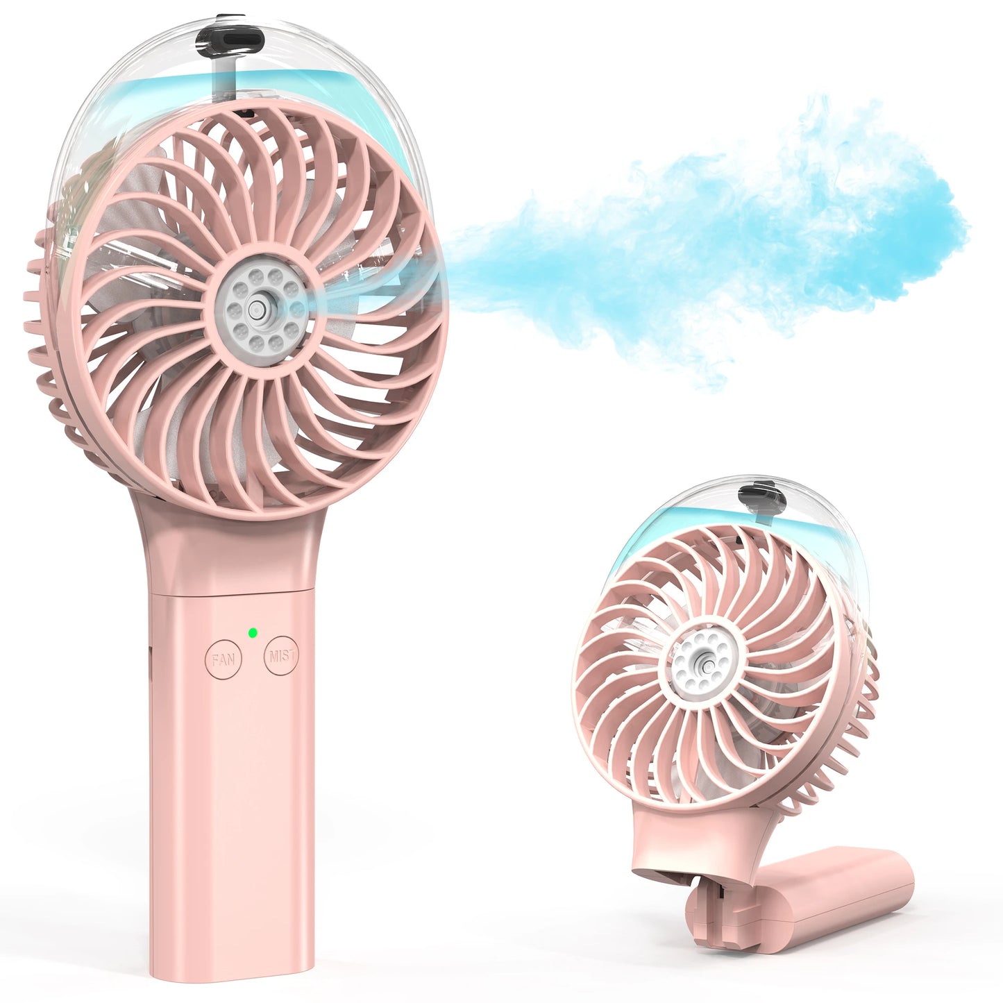 Foldable Handheld Misting Fan 3000mAh USB Rechargeable with Water Tank Spray Function