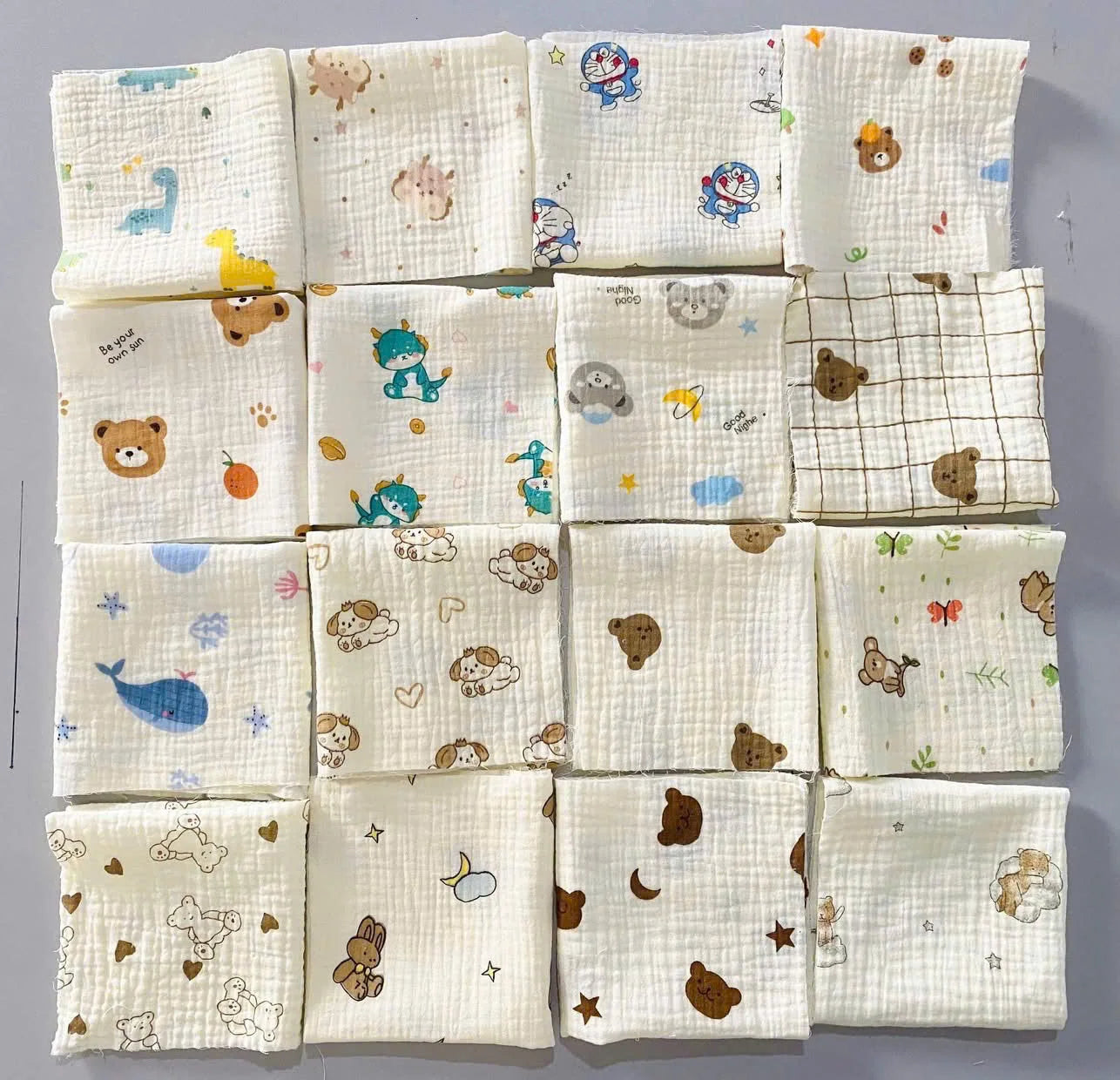 Safe Soft Eco-friendly Hypoallergenic Baby Textile Design Woven Muslin Cotton Burp Cloth Newborns 20x20cm Rectangle High-quality