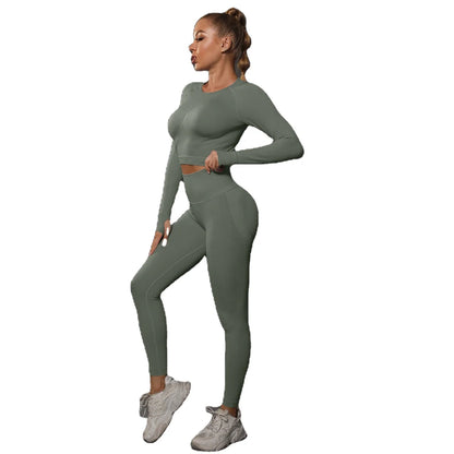 High Quality Women's Good Elasticity Two Piece Sports Suit Ladies Fitness Gym Wear Fashion Yoga Suit