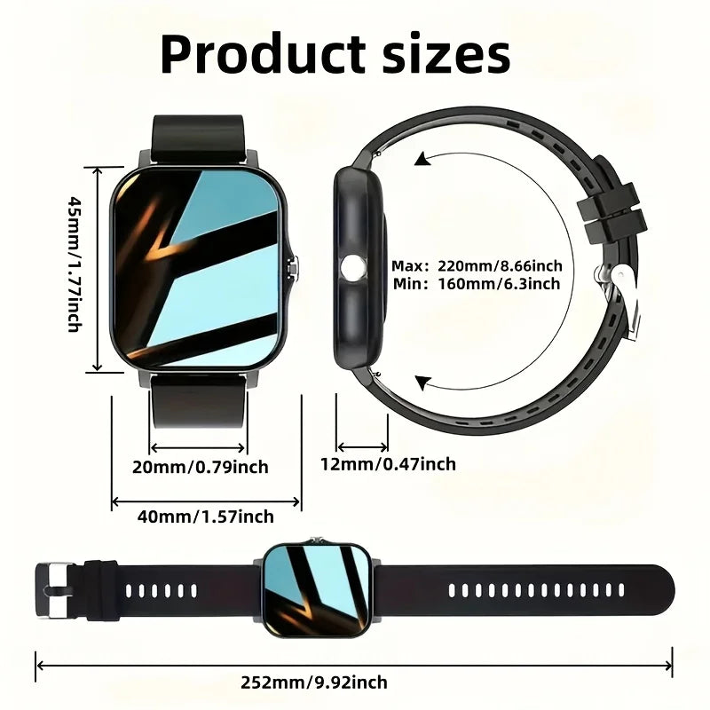 Smartwatch for Men and Women, with Calling and Message Notifications, Large Screen Display, Suitable for Various Sports Modes