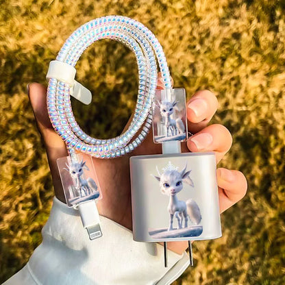 Cute Pet Dog Cat Soft TPU Protector Case for iPhone Phone Holder Stands Companion with Data Cable Charger