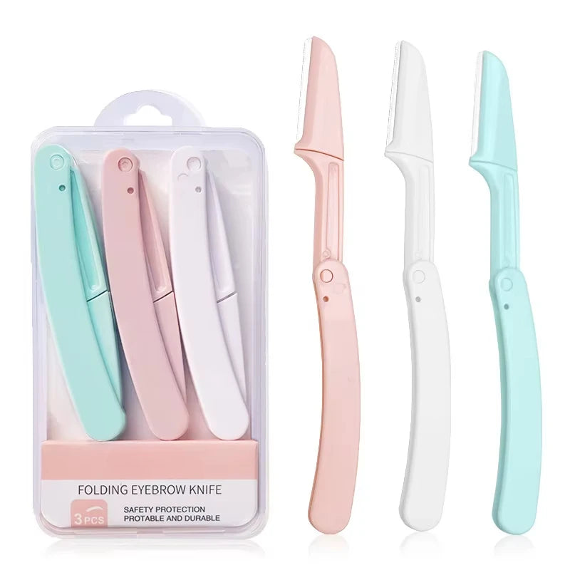 Hot Seller Cheap Factory Price Beauty Accessories Foldable Eyebrow Razor Blades for Eyebrow Trimmer Custom Logo Three Pack Kit