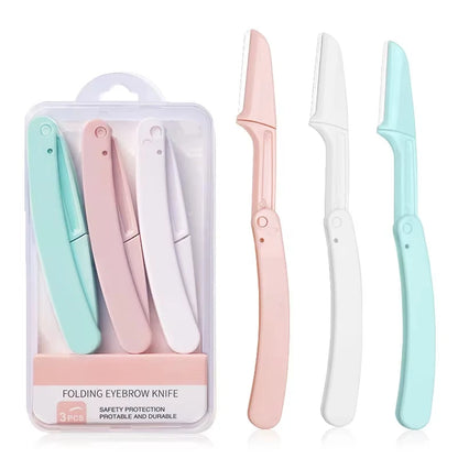 Hot Seller Cheap Factory Price Beauty Accessories Foldable Eyebrow Razor Blades for Eyebrow Trimmer Custom Logo Three Pack Kit
