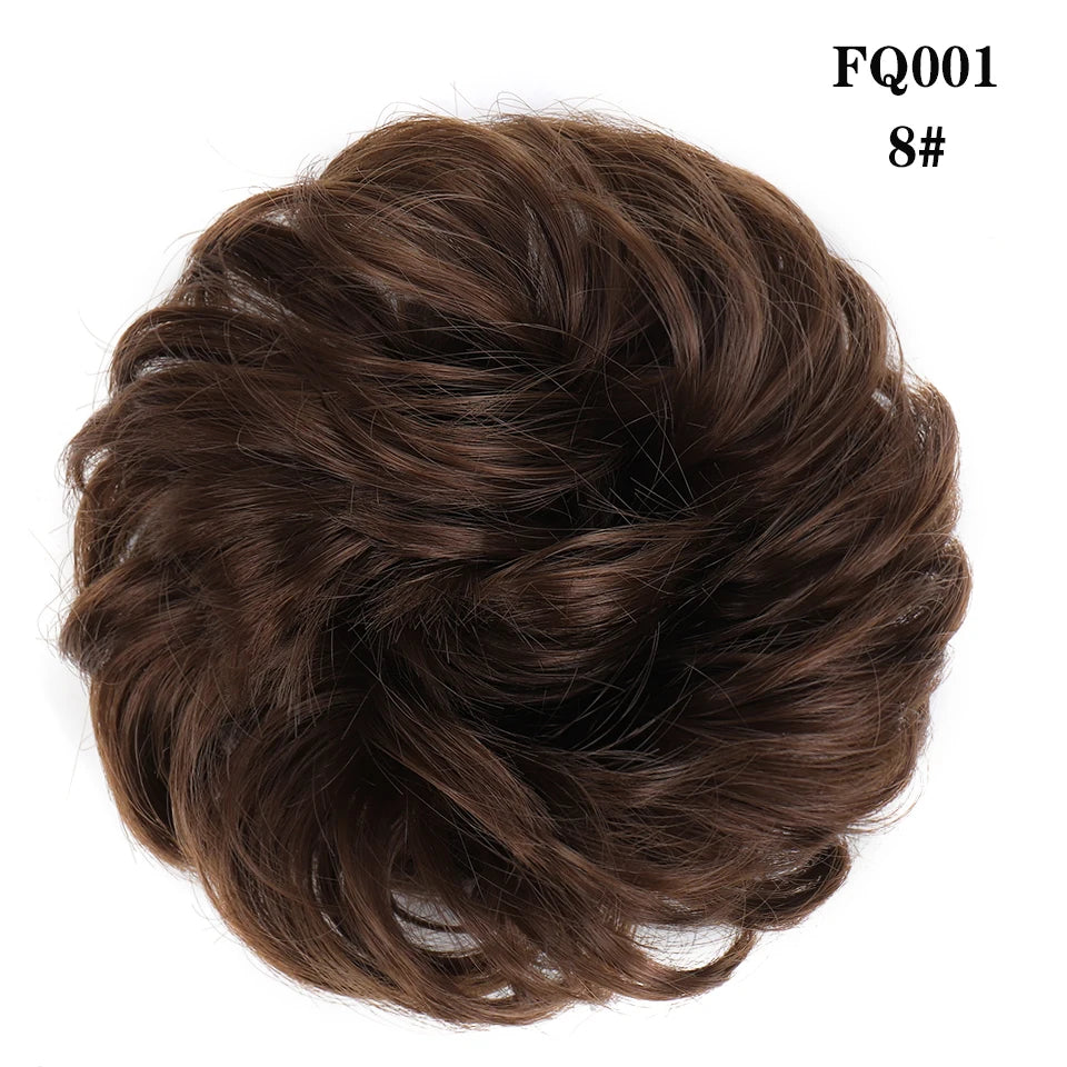 LUPU Synthetischer Haarknoten, unordentliche Haargummis mit Gummiband, natürliche, falsche Haargummistücke, Pferdeschwanz, farbig, Schwarz, Lila, Rosa, Grün