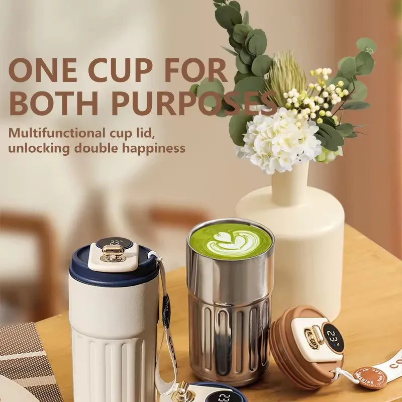 Portable Cups Temperature Display OEM ODM Logo Insulated Stainless Steel Thermos Vacuum Tumbler Coffee Smart Water Cup Mug