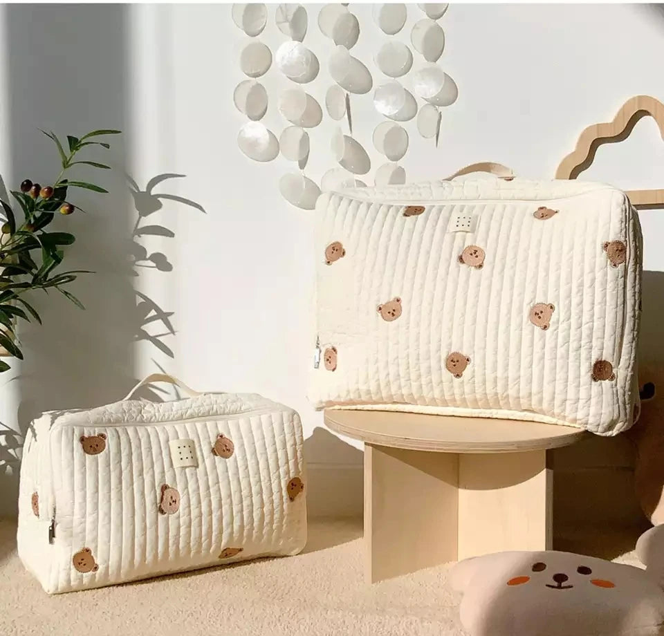 Quilted Cotton Maternity Bag for Mommy Large Baby Diaper & Toiletry Labour Luggage for New Moms
