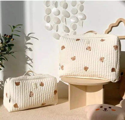 Quilted Cotton Maternity Bag for Mommy Large Baby Diaper & Toiletry Labour Luggage for New Moms