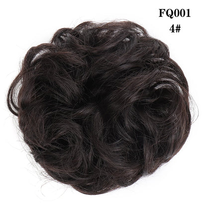 LUPU Synthetischer Haarknoten, unordentliche Haargummis mit Gummiband, natürliche, falsche Haargummistücke, Pferdeschwanz, farbig, Schwarz, Lila, Rosa, Grün