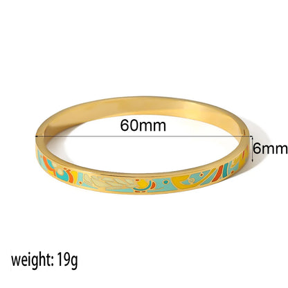 Women's 18K Gold Fashion Bracelet Personalized Dropshipping Gift Painted Enamel on Stainless Steel Bracelets for Women Wholesale