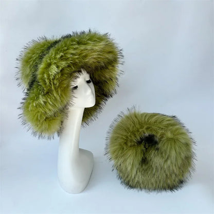 Y2k Hot Girls Small Half Moon Bag Set Women Luxury Furry Wrist Handbag Gothic Punk Faux Raccoon Fur Clutch Purses Bags With Hat