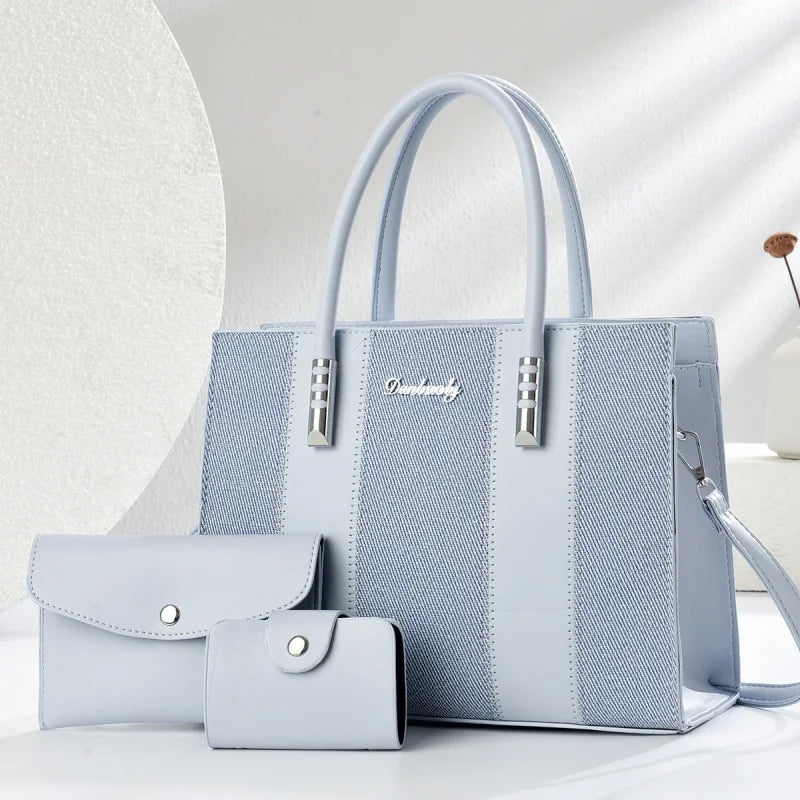 Fashion Splicing Three Piece Set Combination Bag, Single Shoulder Crossbody, Large Capacity Tote Bags for Women Handbags