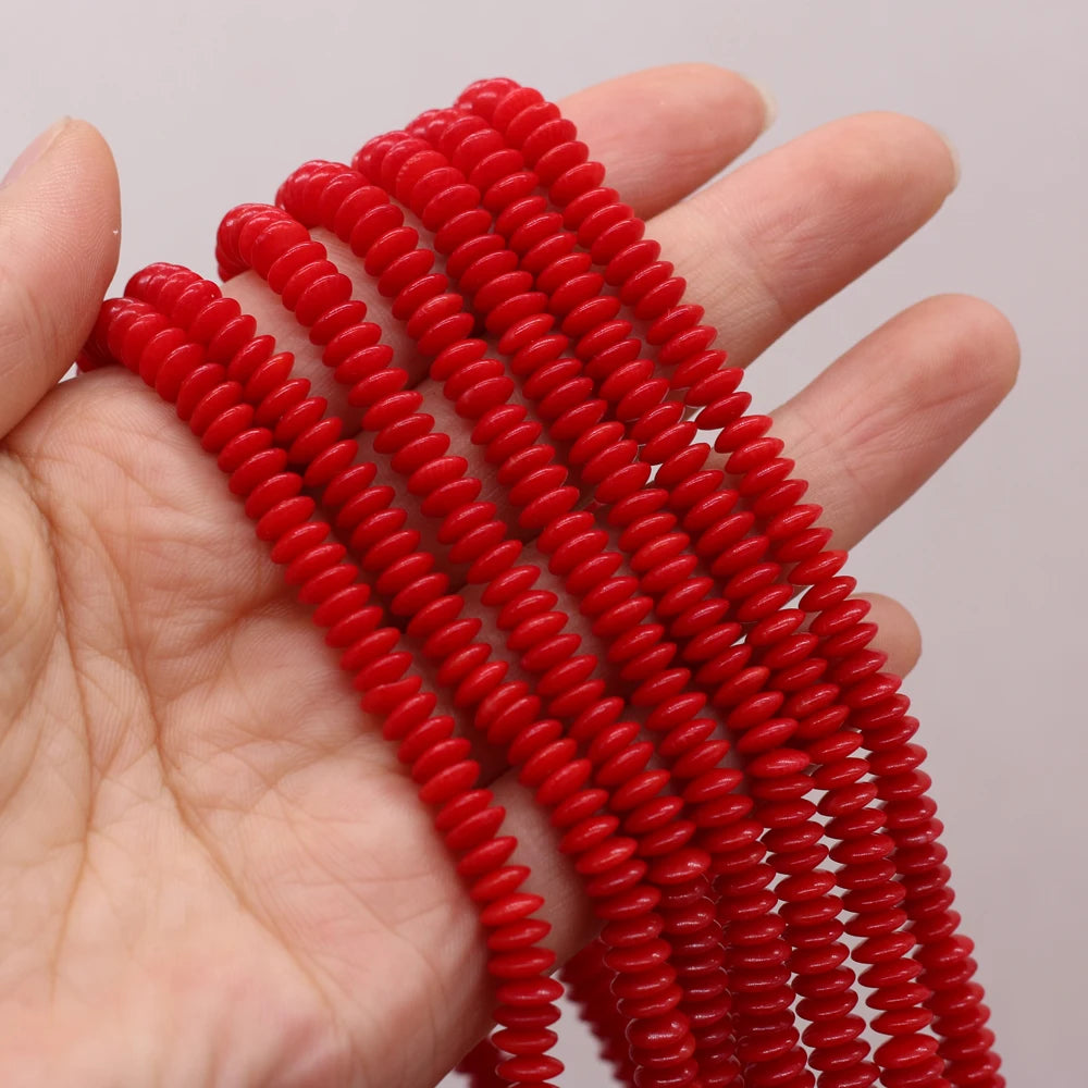 Natural Red Coral Beads Cylindrical Loose Coral Beads for Jewelry Making DIY Bracelet Necklace Accessories Size 3x3mm