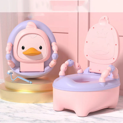 Oversized Yellow Duck Folding Toilet Seat Kids Training Anti-Splash Potty Basin Portable Cartoon Patterned Baby Plastic Children