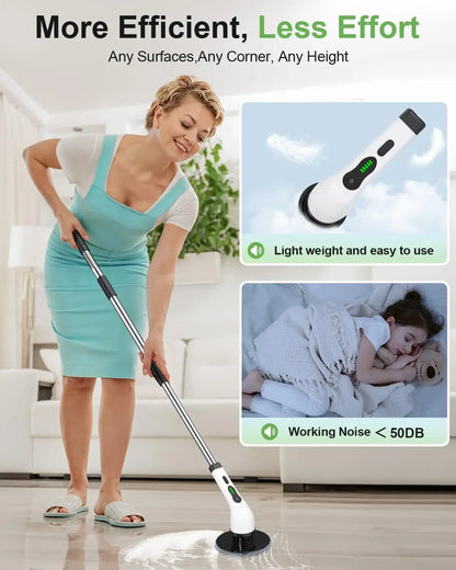 9in1 Electric Washer Cordless Electric Cleaning Brush Cleaning Bathroom Long Handle 9 Brush Heads Electric Rotating Washer