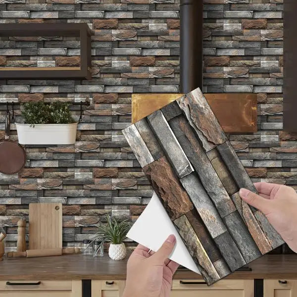 Dark Brown Marble Geometric Peel Stick Wallpaper PVC Self-Adhesive Waterproof Easy Installation Kitchen Bathroom Backsplash 5+