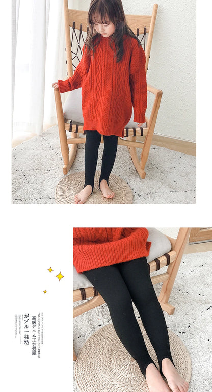 Girls winter plus velvet extra thick pantyhose child strips warm pants Polar Fleece Lining kids baby leggings cotton stockings