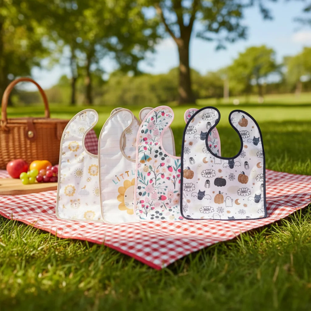 Custom Newborn Baby Bib Flower Shaped Muslin Cotton Double Layer Ultra Soft Absorbent Foldable Snap Button 0-12 Months