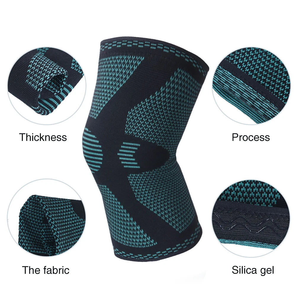 Hot Selling Nylon Knee Protection Sleeves with Anti-slip Silicone Elastic Breathable Sports Knee Support Brace