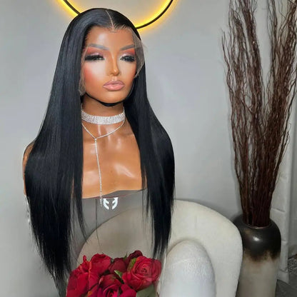 Natural Black 6*6 Glueless Straight 13*4 Full Lace 100% Human Hair 180 Density Wigs 13x6 Lace Front Wigs Preplucked 4C Hairline