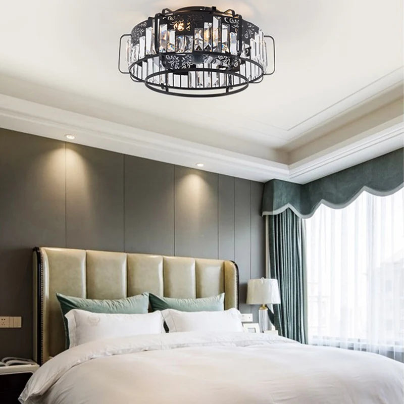 Industrial LED Black Metal Lamp With Remote Control for Home Bedroom Loft Retro Ceiling Fan Light