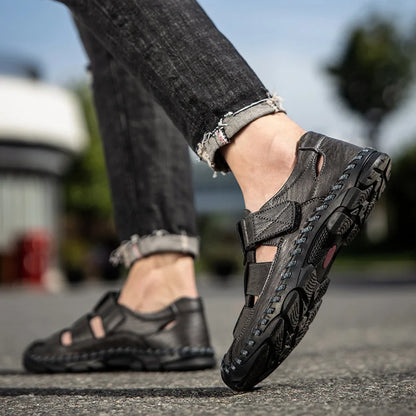 Top Quality Fashion Summer Slippers Cow Leather Material Sandals for Men Anti-Slippery