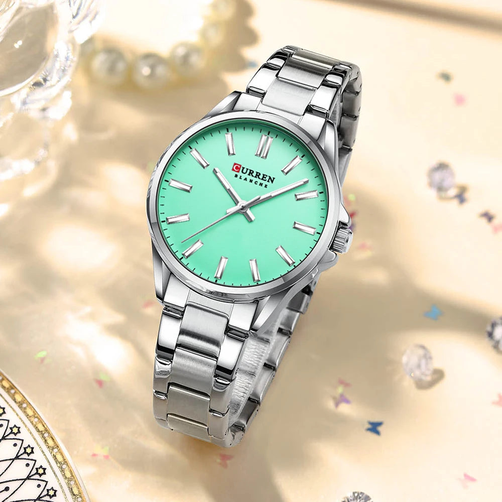CURREN 9090 Women Watches Brand Luxury Fashion Ladies Watch Stainless Steel Femme Waterproof Luminous Original Quartz Wristwatch